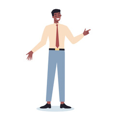 Business people pointing up something. Female and male business