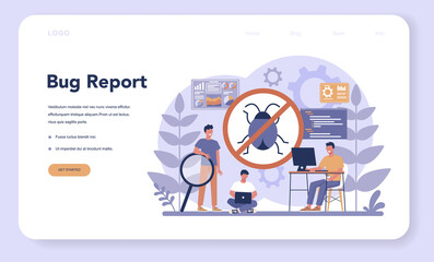Testing software web banner or landing page. Application or website