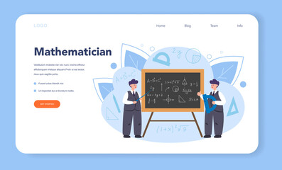 Mathematician web banner or landing page. Mathematician seek
