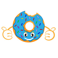 Smiling donut on a white background.