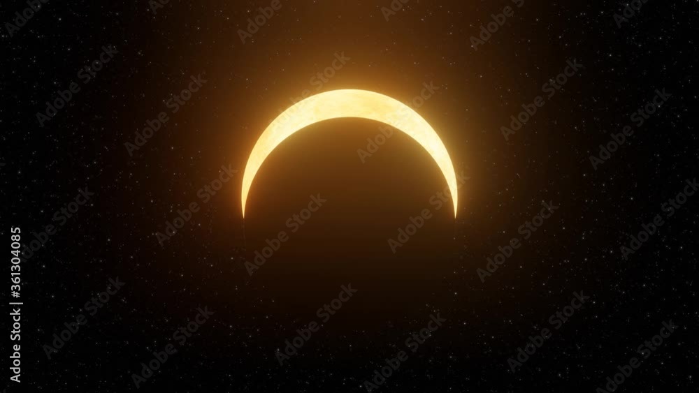 Wall mural representation of a solar eclipse moving vertically with a ring of fire in the center on a space bac