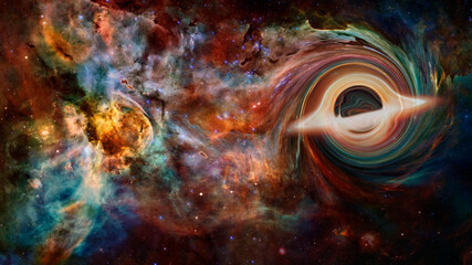 Black Hole Garagantua Interstellar. Elements of this image furnished by NASA