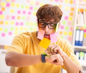 Student preparing for exams with many conflicting priorities