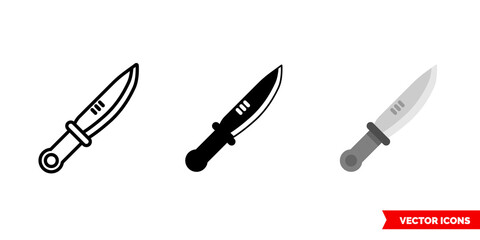 Dagger icon of 3 types. Isolated vector sign symbol.