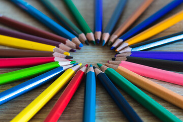 Fototapeta premium Closeup of colorful wooden pencils