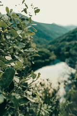 Mountains landscape with river.