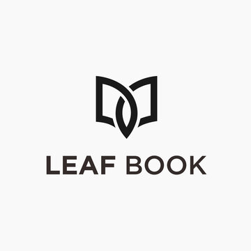 book leaf logo design vector silhouette illustration