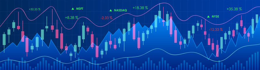 Financial stock market graph. Digital illustration
