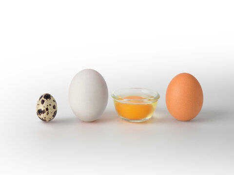 Characteristic 3 type eggs: chicken, duck, quail.
