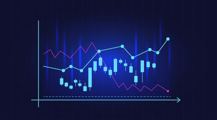 forex chart backdrop with candlestick and index grid.