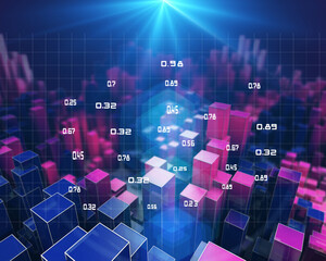 Big Data. 3D render of abstract  infographic with color columns and blurred lines.  Business and finance analytics representation.  Futuristic geometric analyze data concept.
