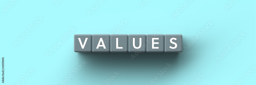 Wall mural 3d cubes with the word values