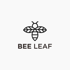 leaf bee logo. bee icon