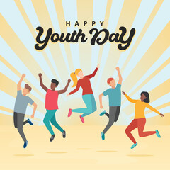 International Youth Day with Teenager Peoples Illustration