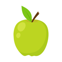 green apple isolated on white, vector illustration