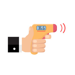 Digital contactless infrared thermometer in hand vector illustration design