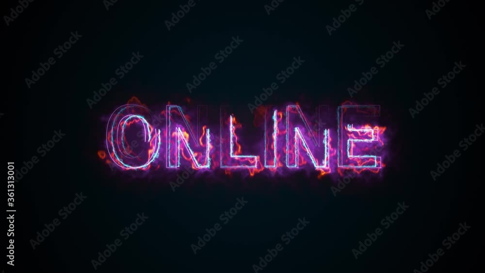 Poster the burning inscription online on a screen on the internet. 3d rendering text. computer generated we