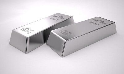 Bullion Sterling Silver, Pure Silver, Wealth, 3D Render