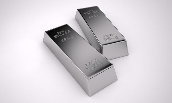 Bullion Sterling Silver, Pure Silver, Wealth, 3D Render
