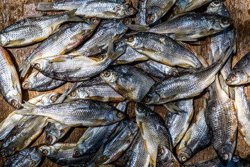 Dried fish. Salted fish for beer background