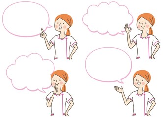 かわいい女性インストラクターの表情バリエーションと吹き出し