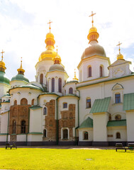 Fototapeta na wymiar Temple of Kyiv Sophia. National Reserve Sofia Kiev, one of the largest museum centers in Ukraine. Saint Sophie Cathedral.