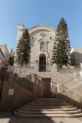 Fototapeta na wymiar The fasade of the St. Vincent de Paul Chapel near the Jaffa Gate in Jerusalem, Israel