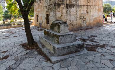 Tombstones over graves in the Arab cemetery in the quarter of Mamila in Jerusalem, Israel