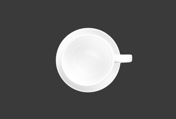 A black coffee cup placed on a white background shot from the top view. clipping path.