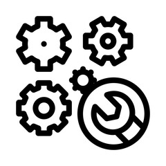 watch gears wrench icon vector. watch gears wrench sign. isolated contour symbol illustration