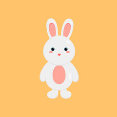 This is a cute cartoon bunny isolated on light background. Vector illustration in flat style.