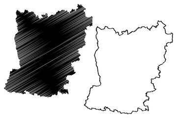 Mayenne Department (France, French Republic, Pays de la Loire region) map vector illustration, scribble sketch Mayenne map