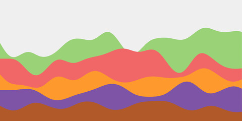 Abstract multicolored hills background. Colorful waves appealing vector illustration.