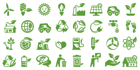 Eco and alternative green energy icons set © Samoyloff