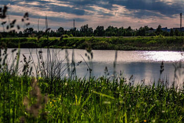 sunset over the lake