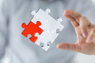 puzzle hand solution concept business.