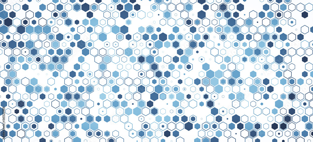 Poster science and technology concept illustration. abstract tech backdrop consisting of hexagonal elements