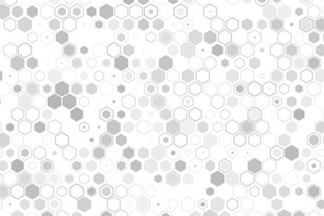 Science and technology concept illustration. Abstract tech backdrop consisting of hexagonal elements and dots. Digital futuristic illustration template for design.