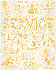 Vector Illustration of Yellow Icons with Service Concept