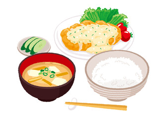 チキン南蛮定食のイラスト