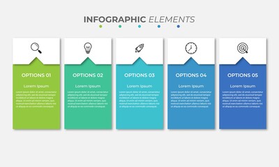 Presentation business infographic template with 5 options. Vector illustration.