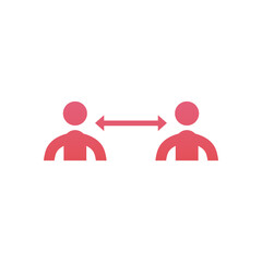 Social distancing between avatars gradient style icon vector design