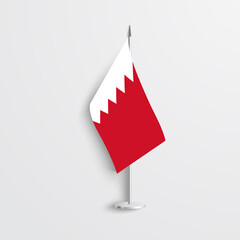 Bahrain table flag on light grey background. Bahrain desk flag on grey background.