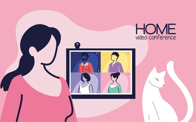woman on video conference from home