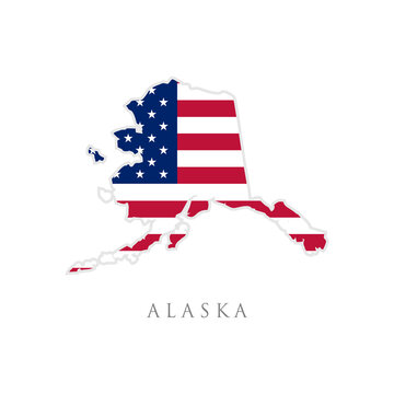 Shape of Alaska state map with American flag. vector illustration. can use for united states of America indepenence day, nationalism, and patriotism illustration. USA flag design