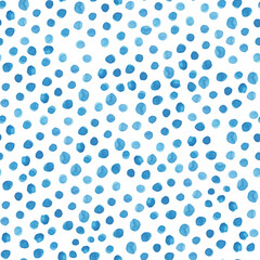 seamless watercolor hand drawn trendy pattern with modern contemporary geometric shapes. Oval circle polka dot minimalism elements. Electric blue Turquoise navy colors. Loose elements, sea holdilay © Marina Lahereva