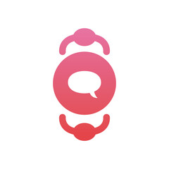 Communication bubbles between avatars gradient style icon vector design
