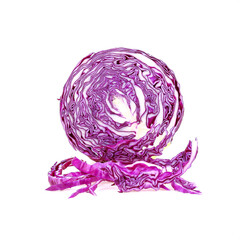 Obraz premium sliced of red cabbage on white background.