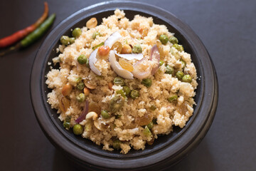 Indian traditional recepie upma made from Semolina and vegetables