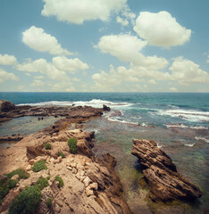 Old port of Caesarea in Israel. National park.